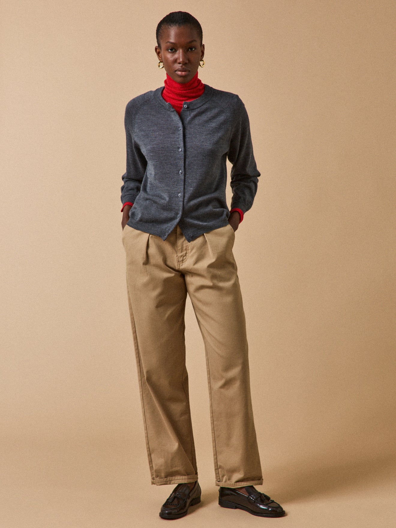 Women's button RWS* merino wool cardigan