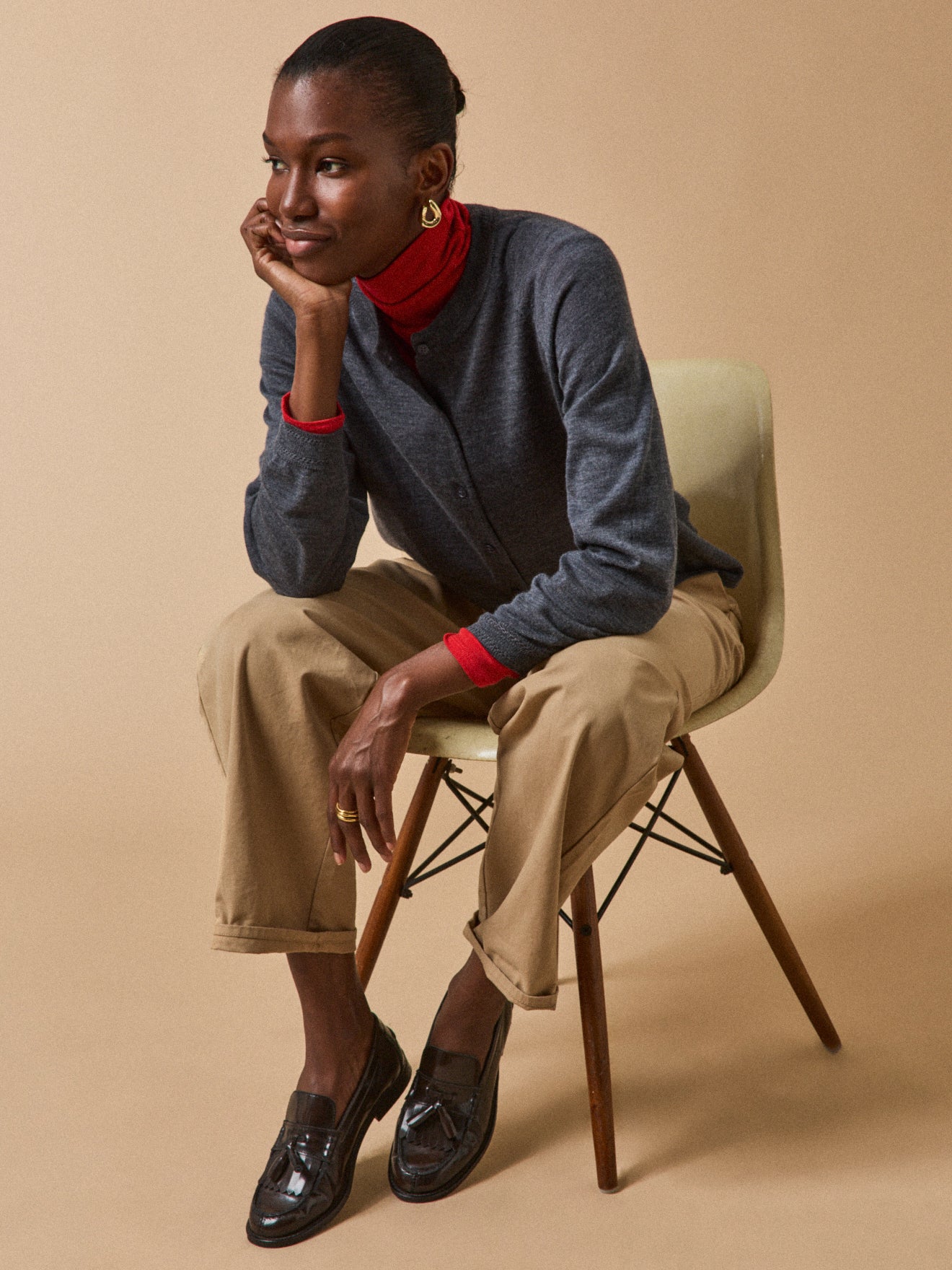 Women's button RWS* merino wool cardigan