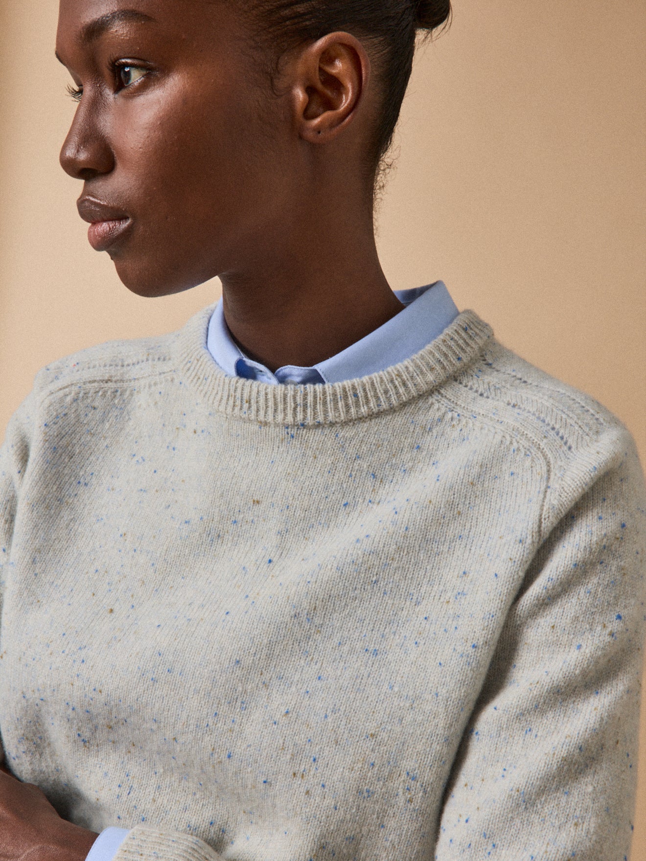 Women's speckled sweater knit with RWS* merino wool