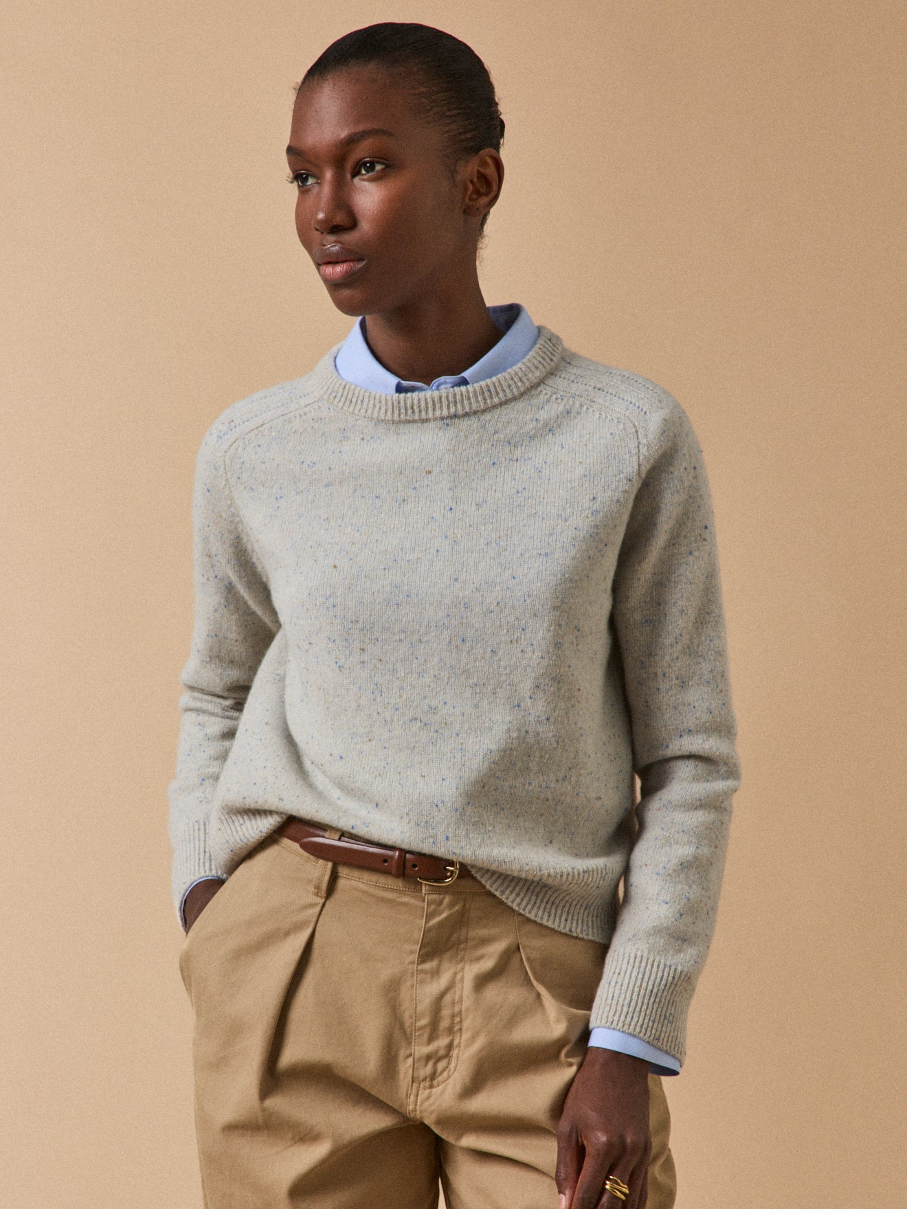 Pull moucheté femme laine mérinos RWS*