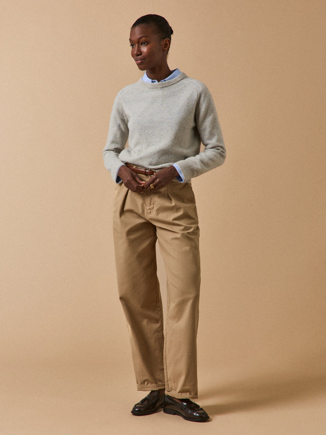 Women's speckled sweater knit with RWS* merino wool