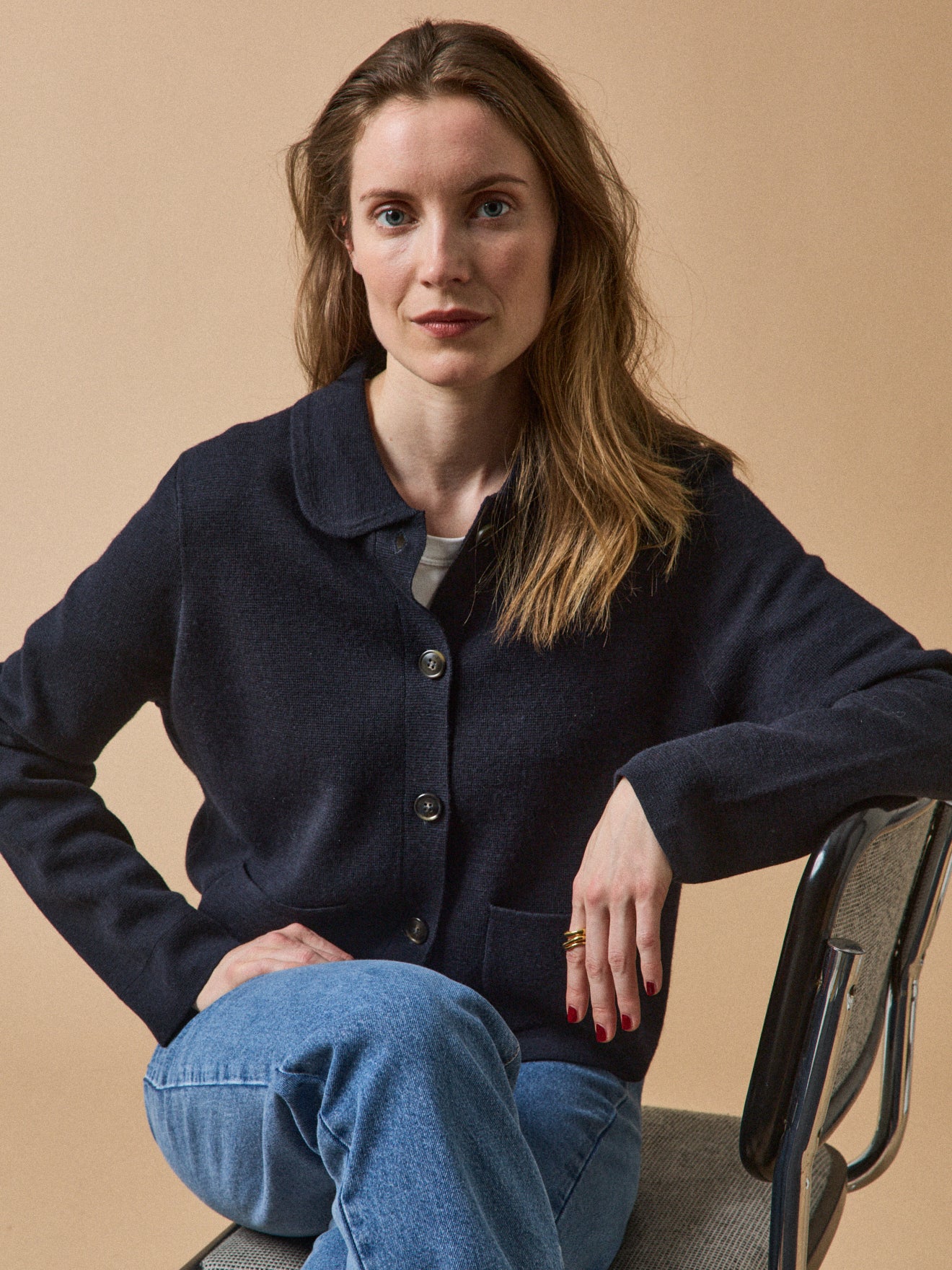 Gilet col chemise maille milano femme