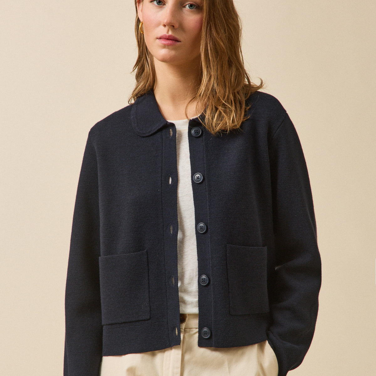 Women's Milano knit cardigan with shirt collar - Cyrillus COM
