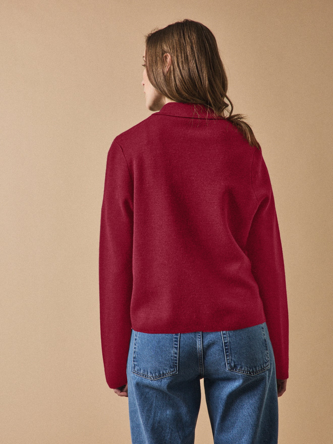 Women's Milano knit cardigan with shirt collar