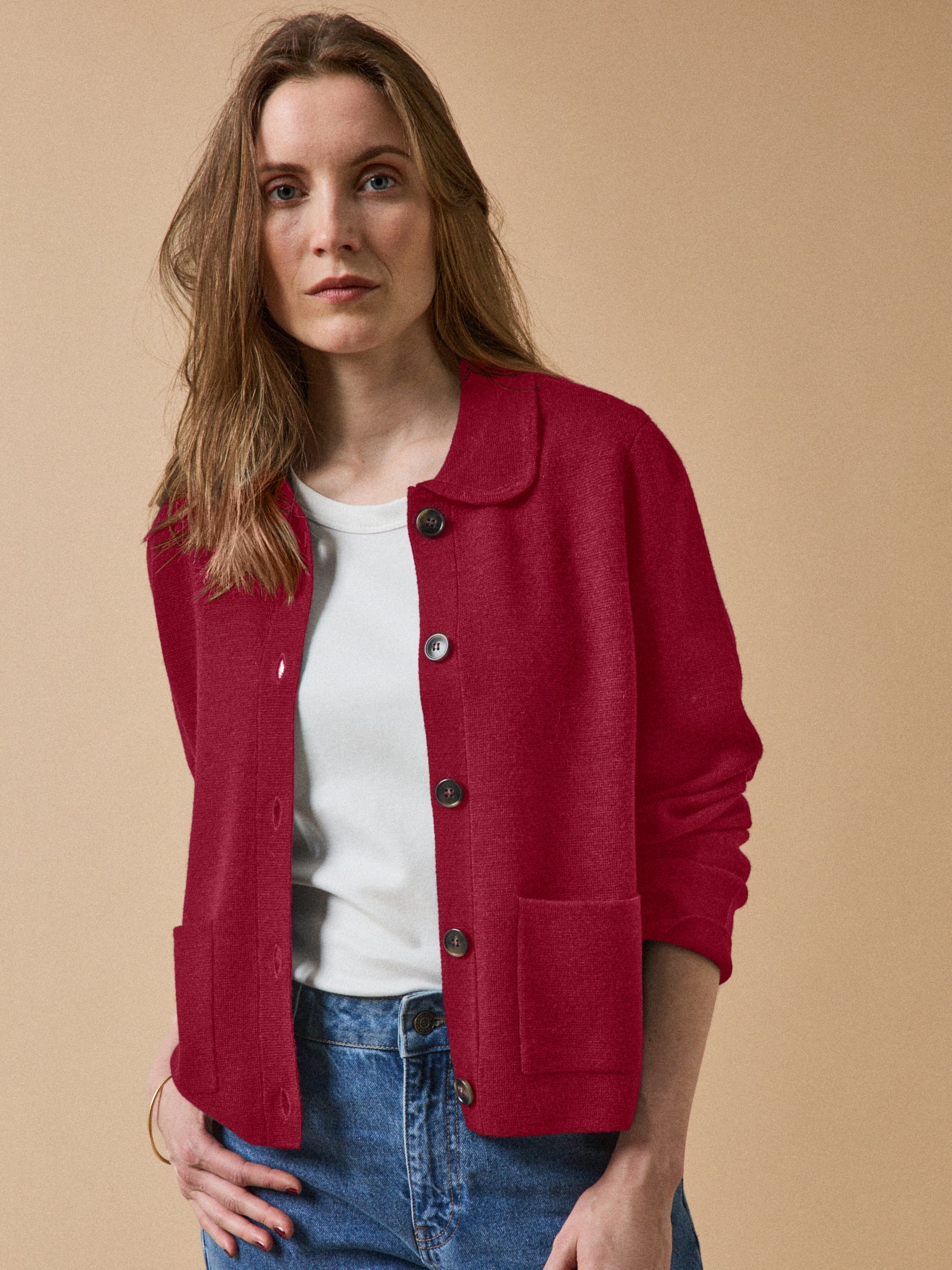 Gilet col chemise maille milano femme