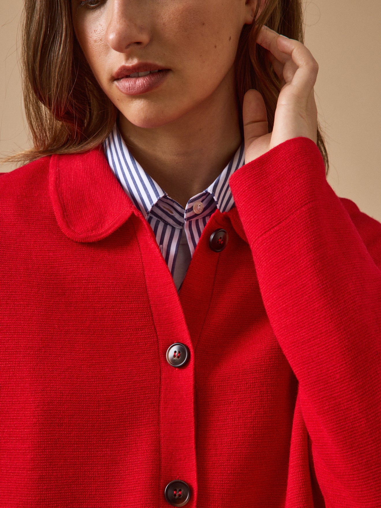 Women's Milano knit cardigan with shirt collar