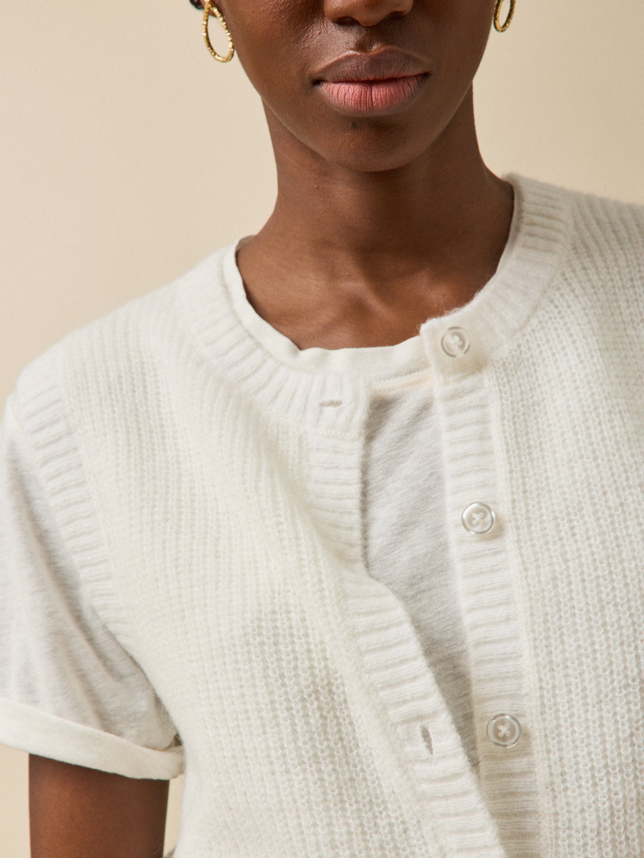 Women's sleeveless wool, alpaca and mohair cardigan