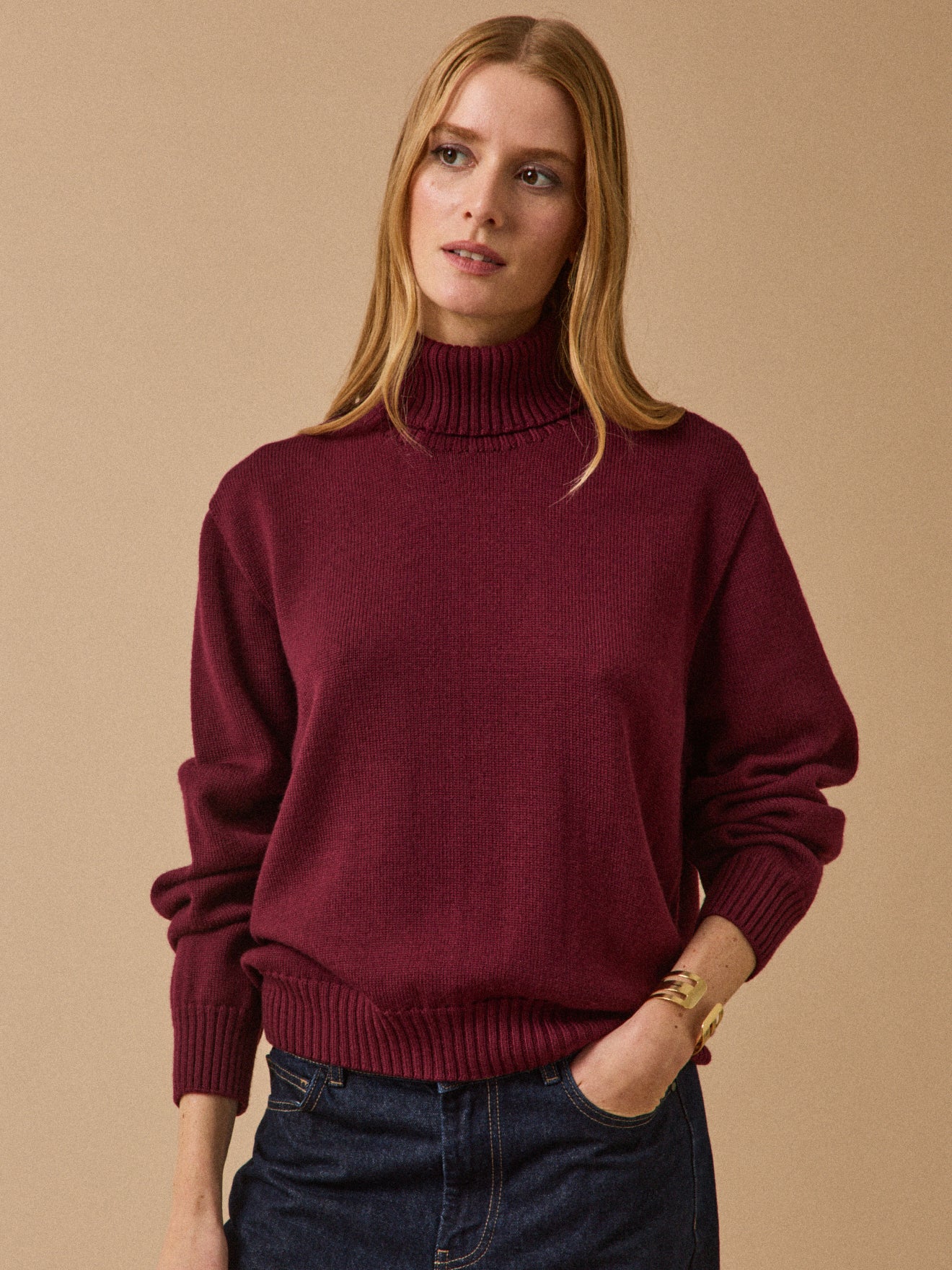 Women's merino wool rollneck sweater - Cyrillus x Les 3 Tricoteurs
