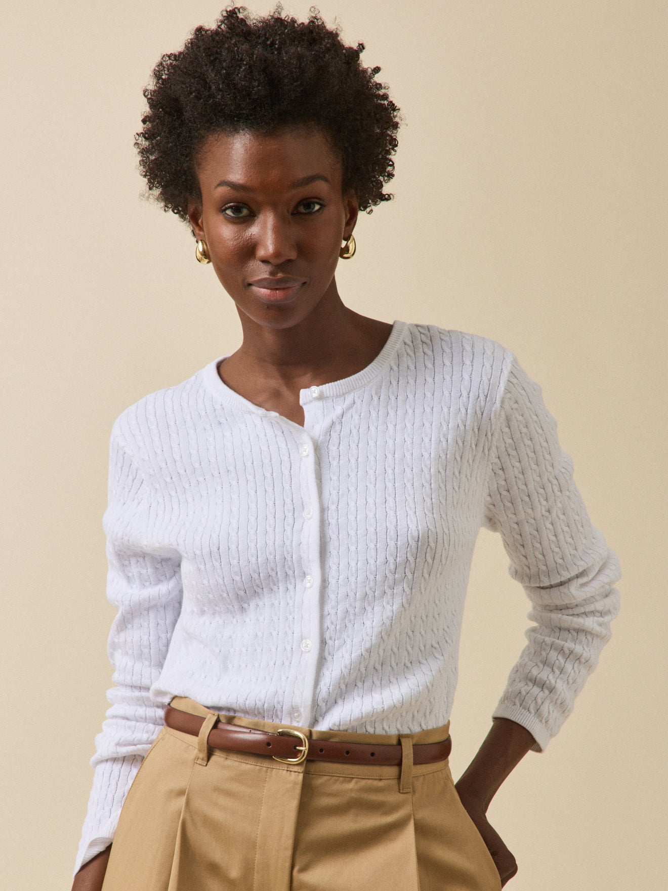 Women's organic cotton cable-knit cardigan