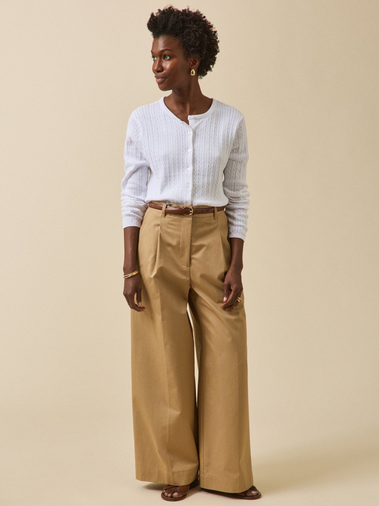 Women's organic cotton cable-knit cardigan