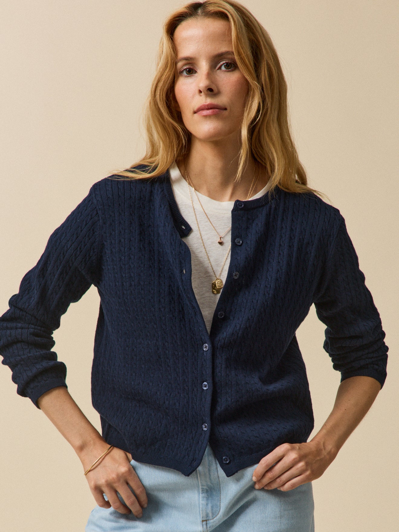 Women's organic cotton cable-knit cardigan