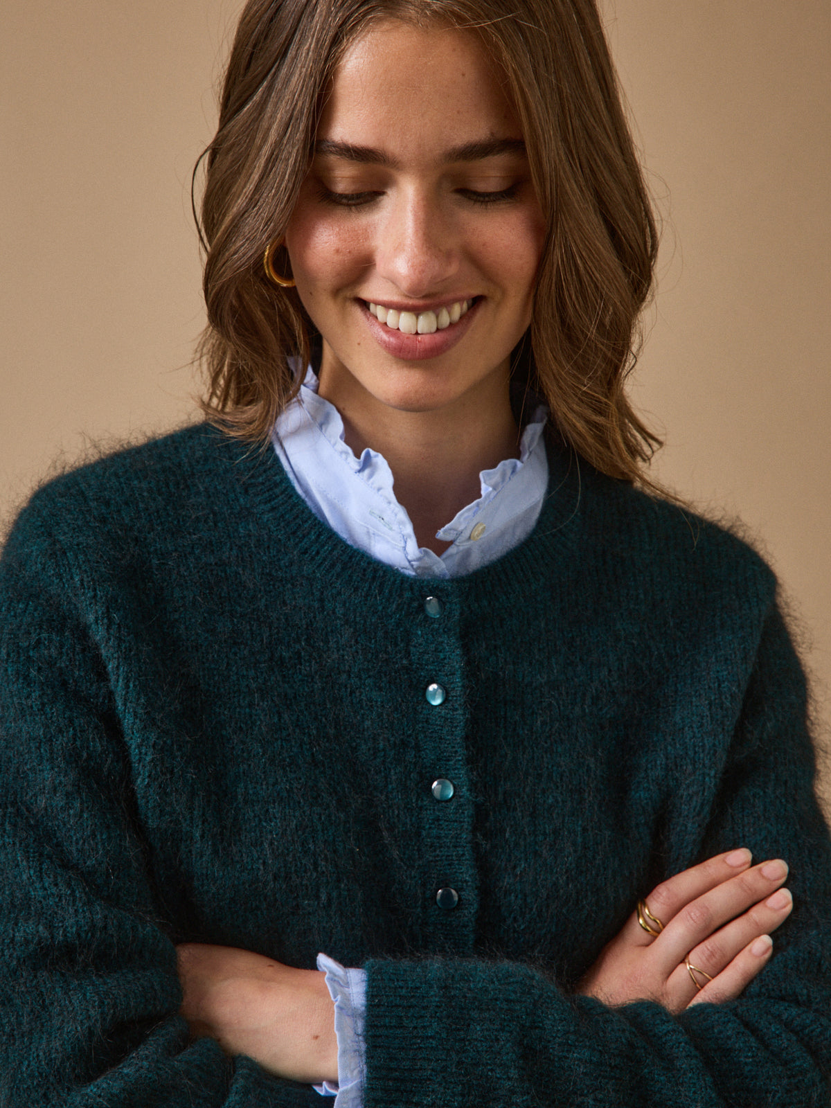 Women's cardigan with wool and mohair