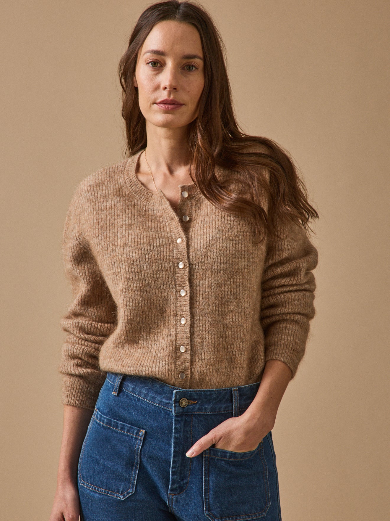 Women's cardigan with wool and mohair