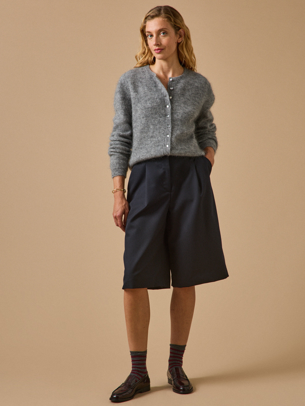 Women's cardigan with wool and mohair