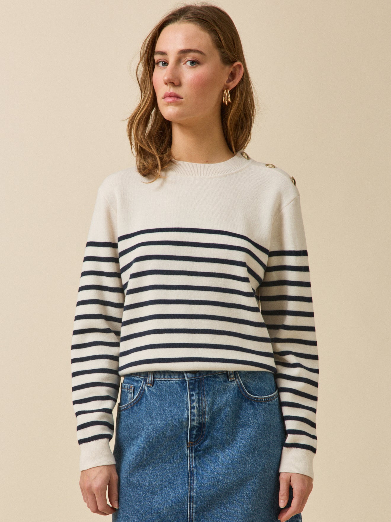 Women's sailor-stripe RWS* wool sweater