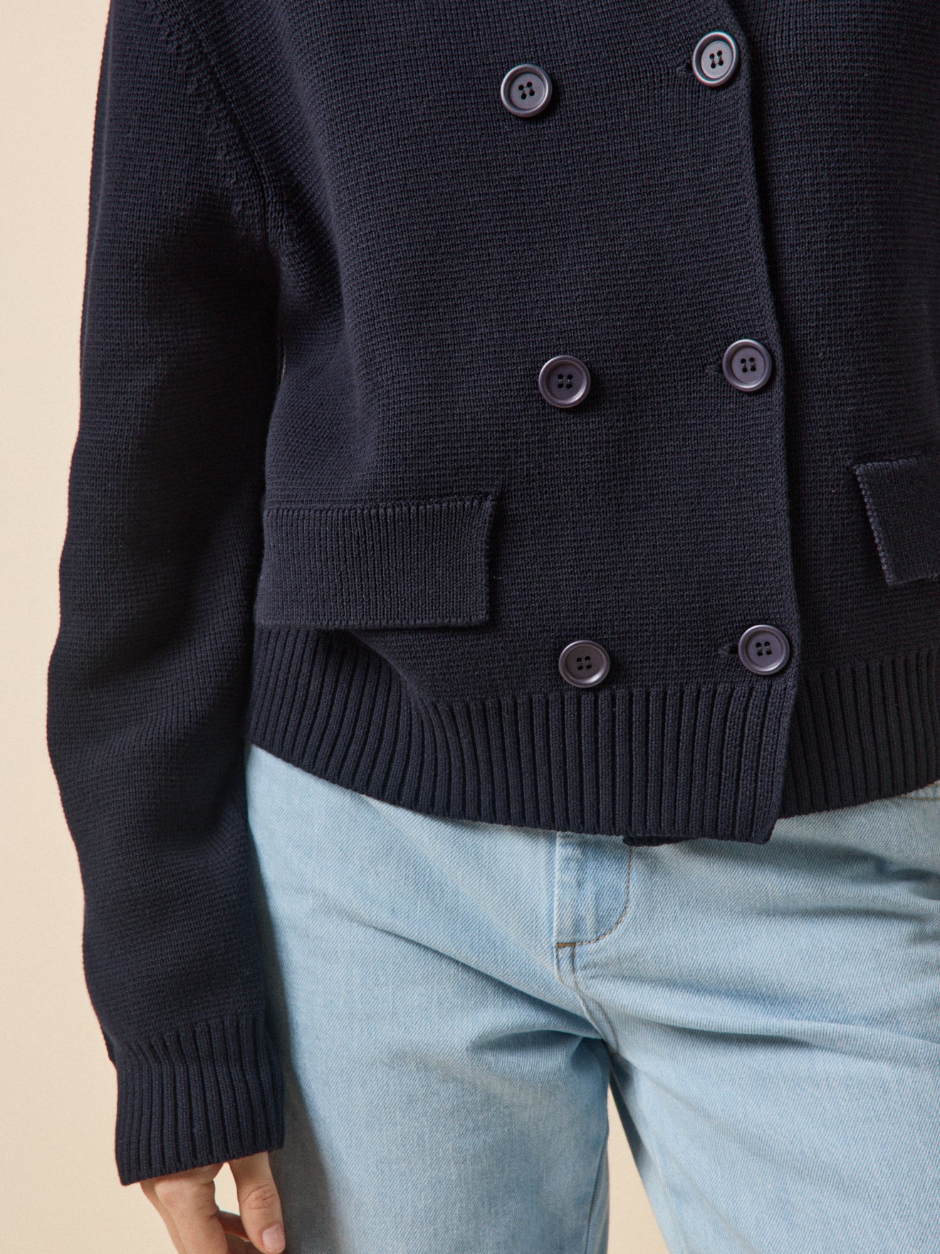 Women's organic cotton peacoat-style cardigan