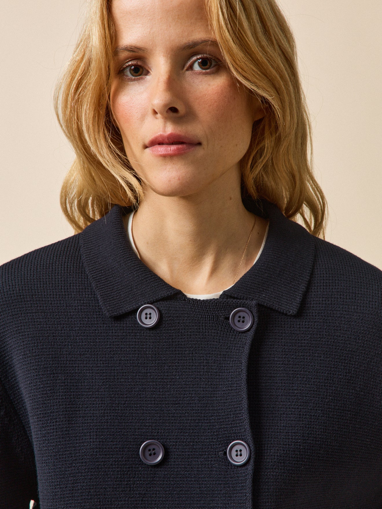 Women's organic cotton peacoat-style cardigan