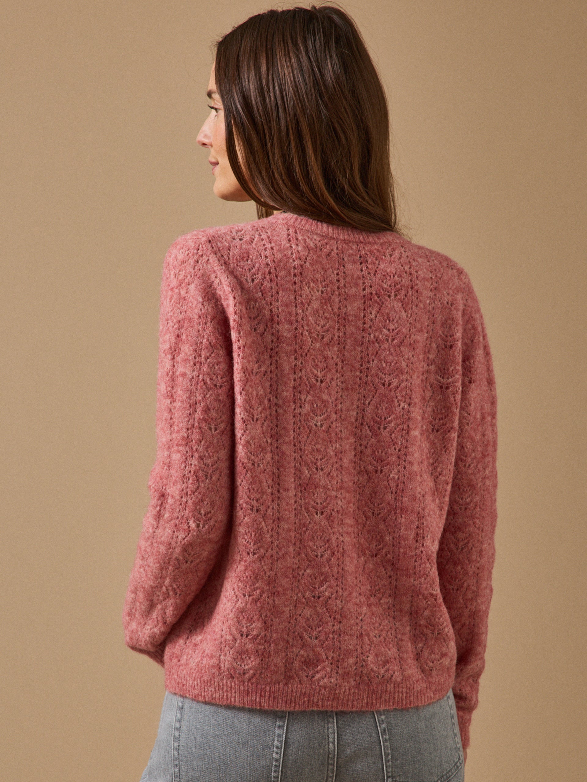 Women's pointelle knit cardigan