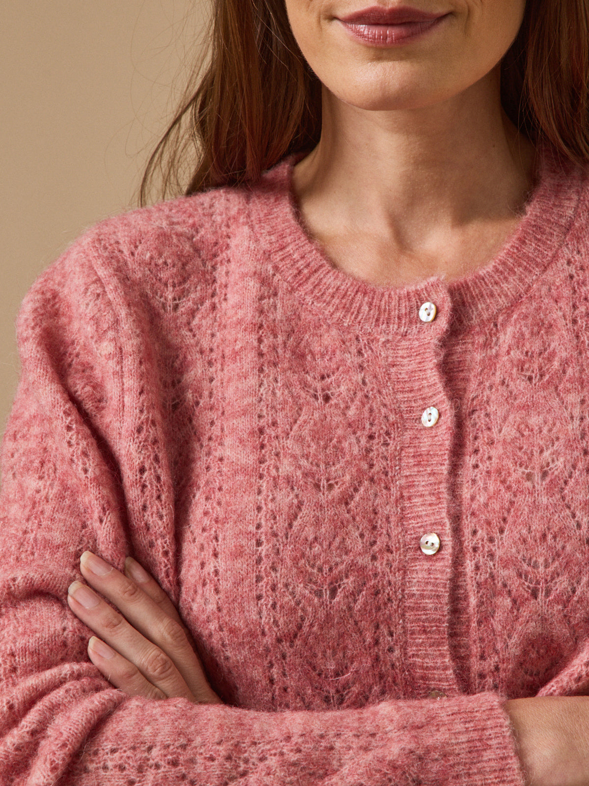Women's pointelle knit cardigan