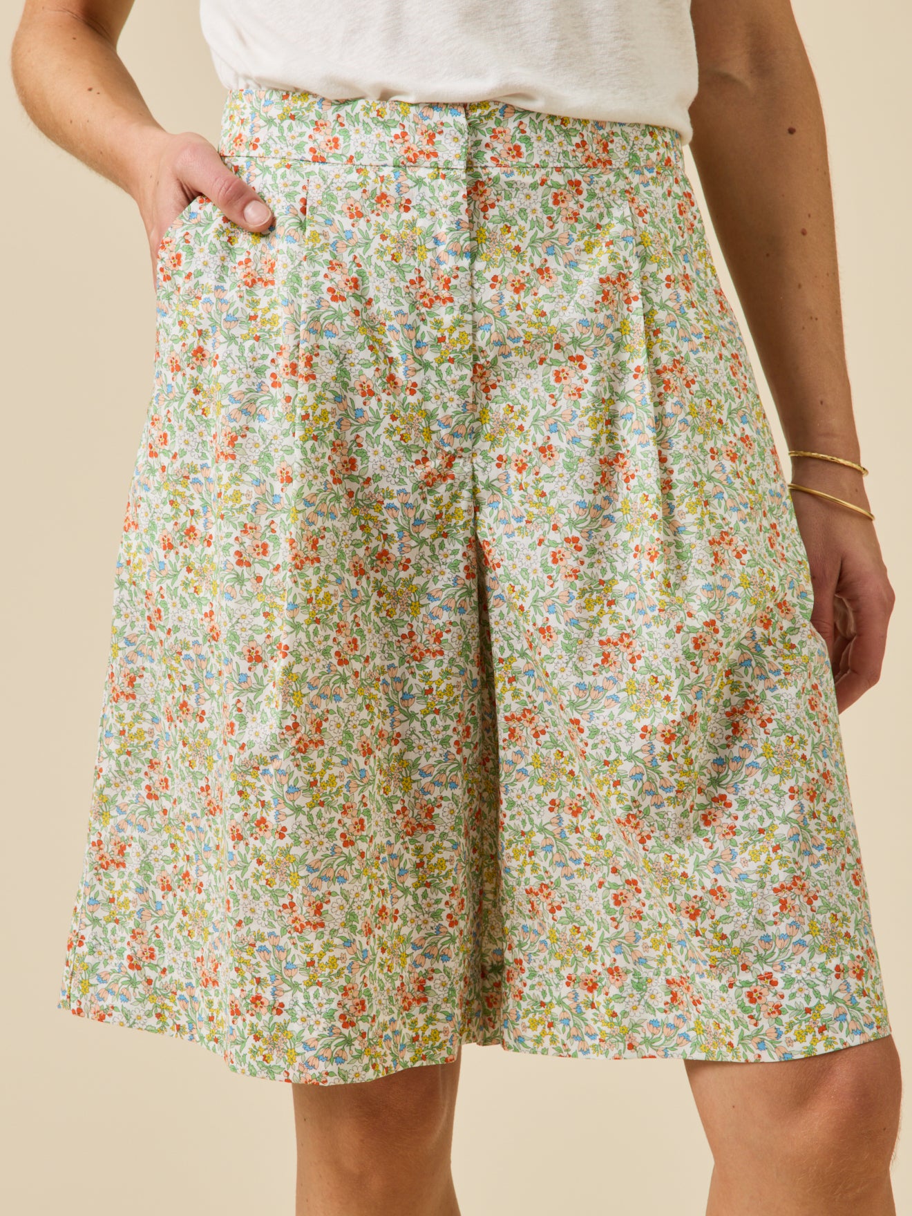 Bermuda femme en tissu Liberty