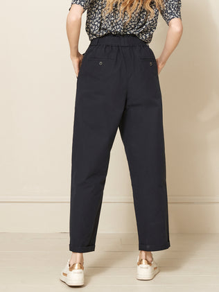 Women's Marie cotton and linen cargo trousers with belt