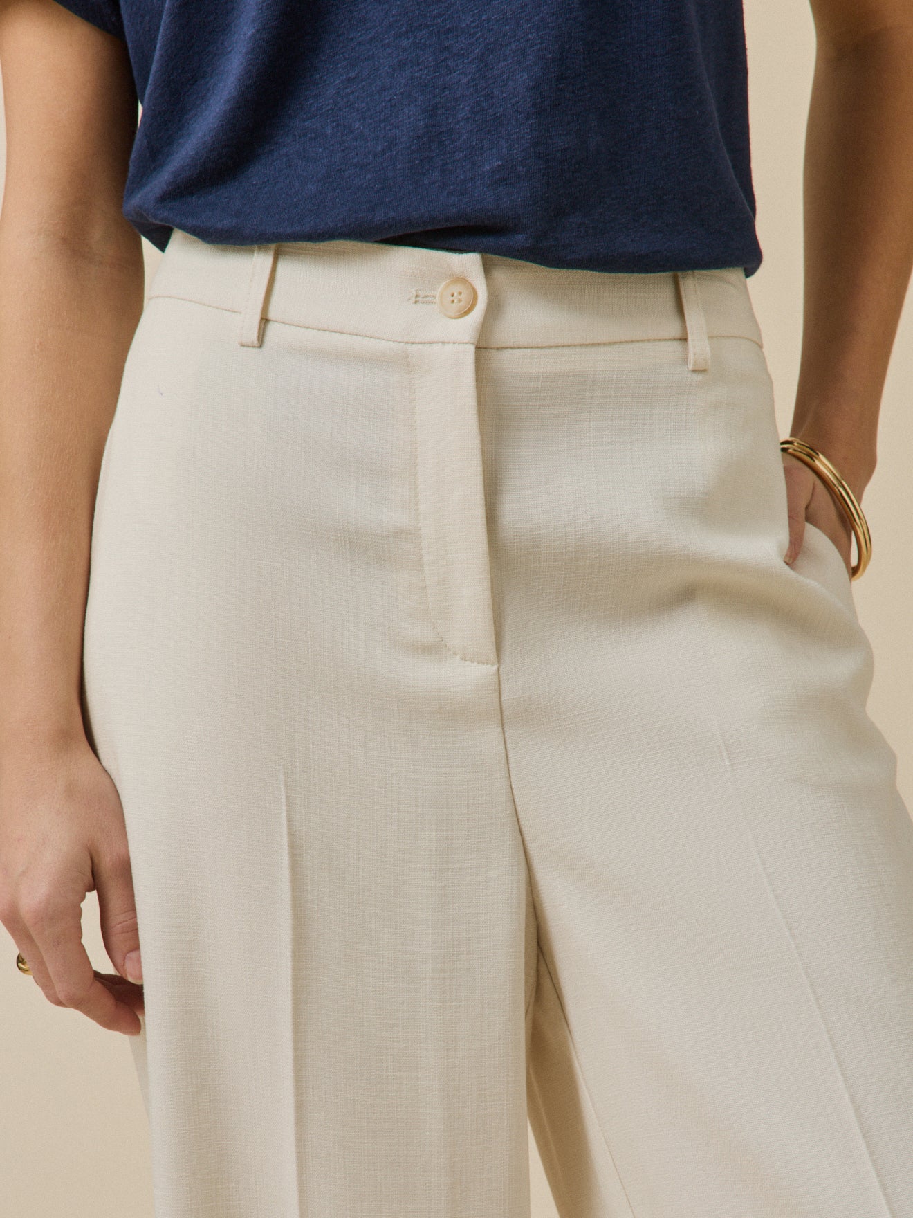 Pantalon extra large tissu natté femme Ava