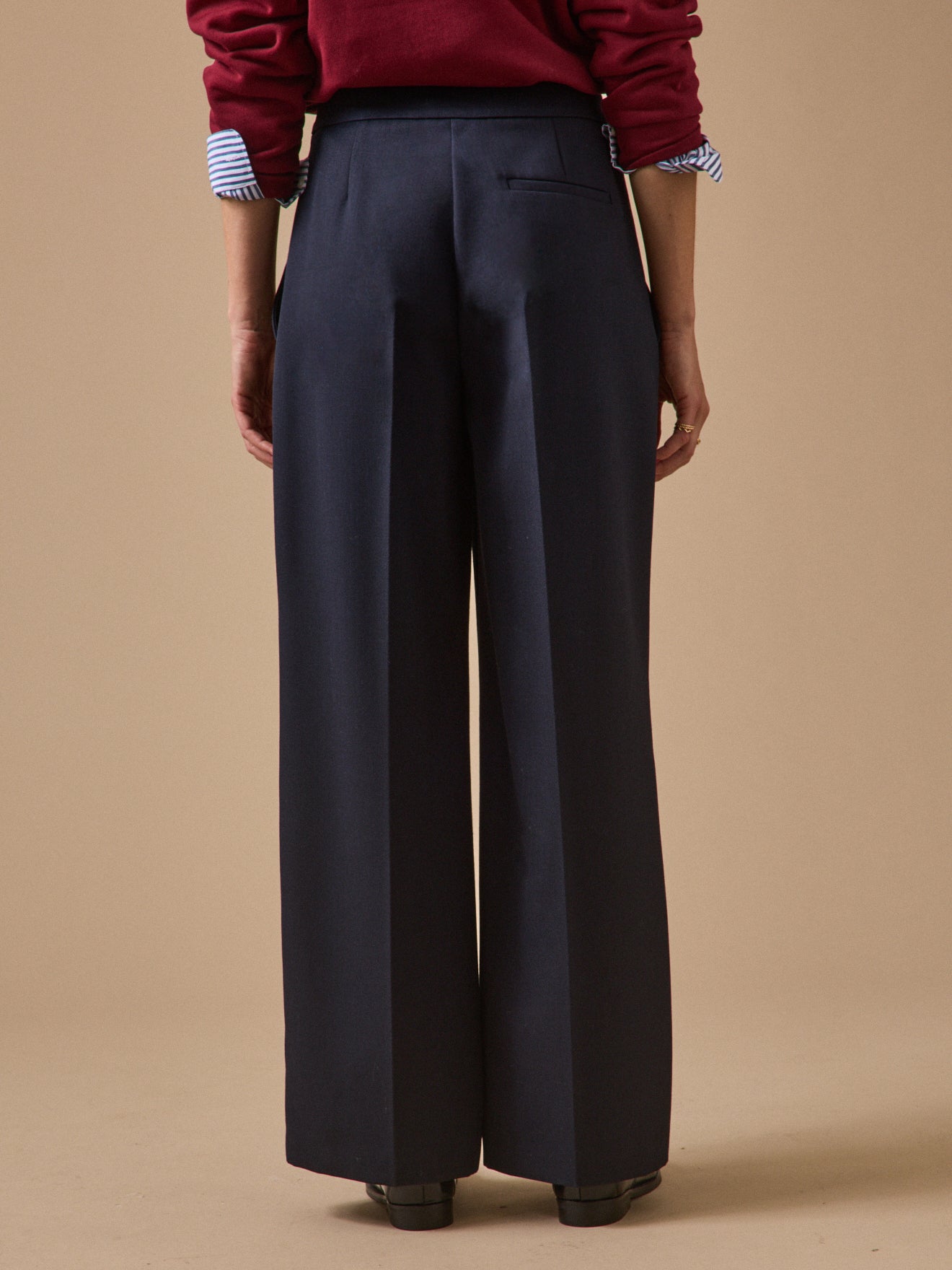 Pantalon large à pont boutons dorés femme Maé