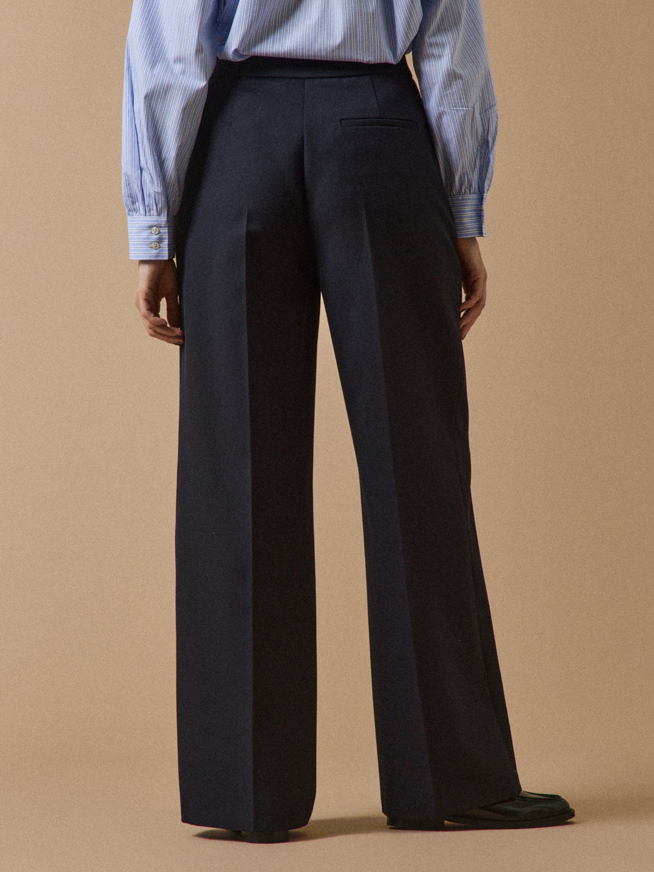 Pantalon large à pont boutons dorés femme Maé