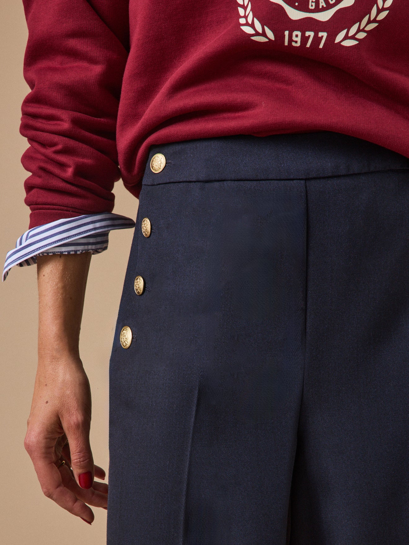 Women's wide-leg Mae sailor-top trousers with golden buttons