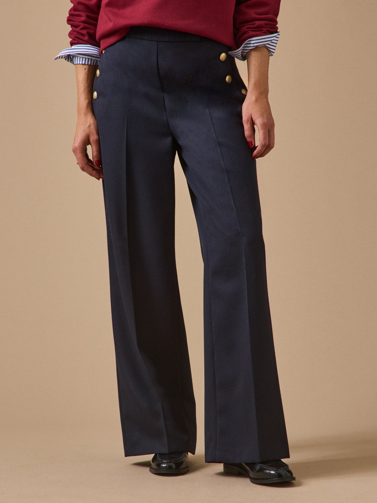 Women's wide-leg Mae sailor-top trousers with golden buttons
