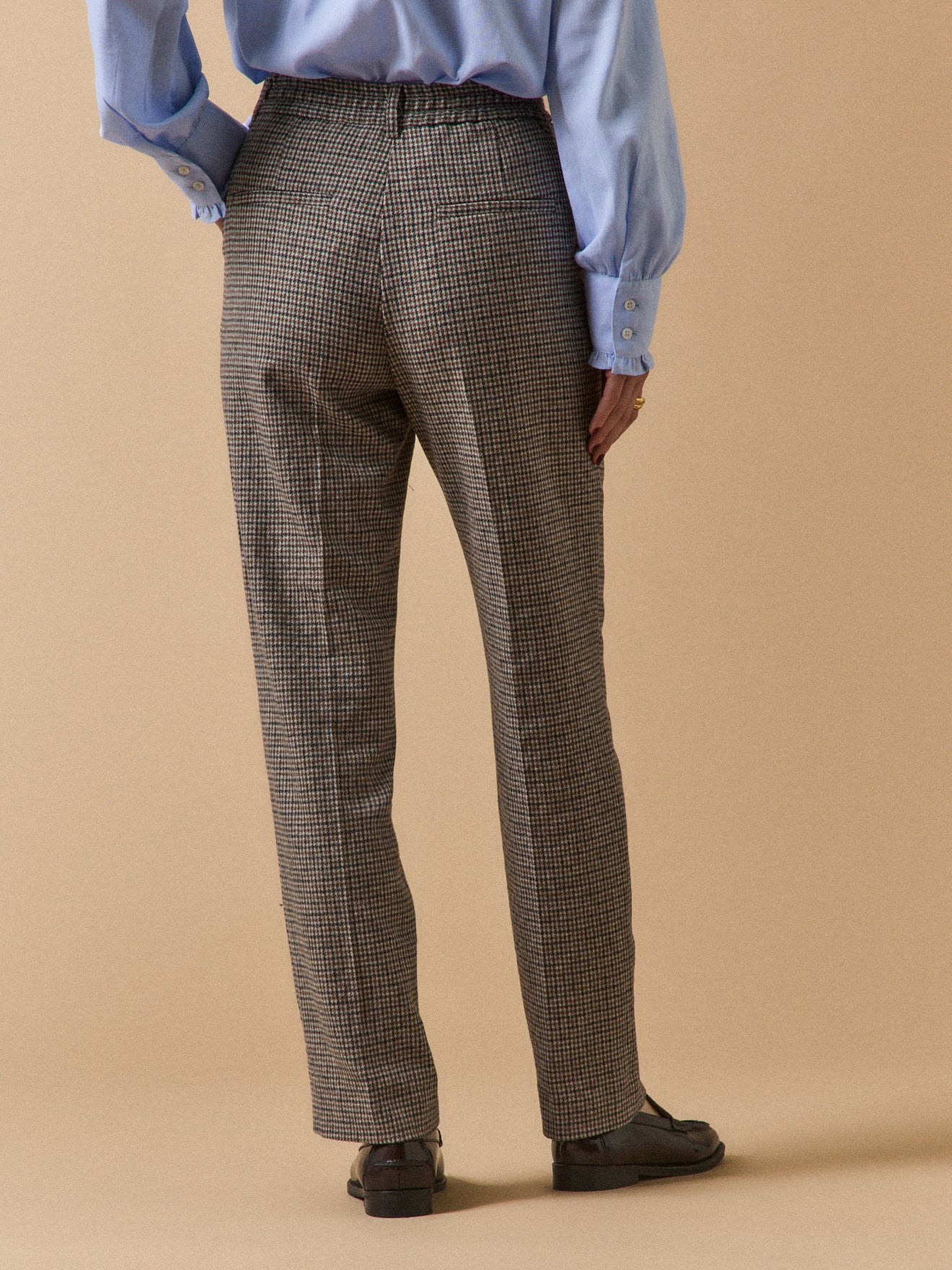 Pantalon cigarette lainage mini carreaux femme Léa