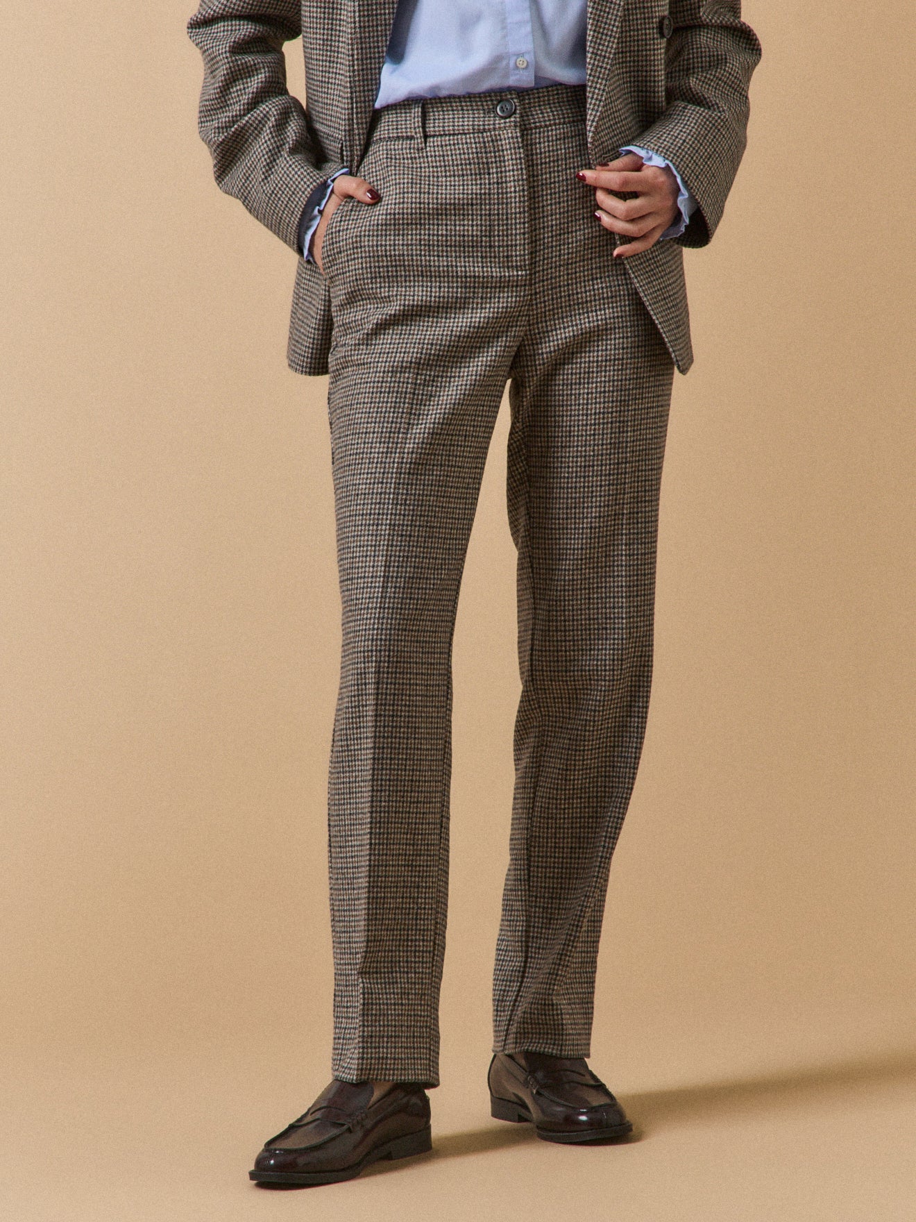 Pantalon cigarette lainage mini carreaux femme Léa