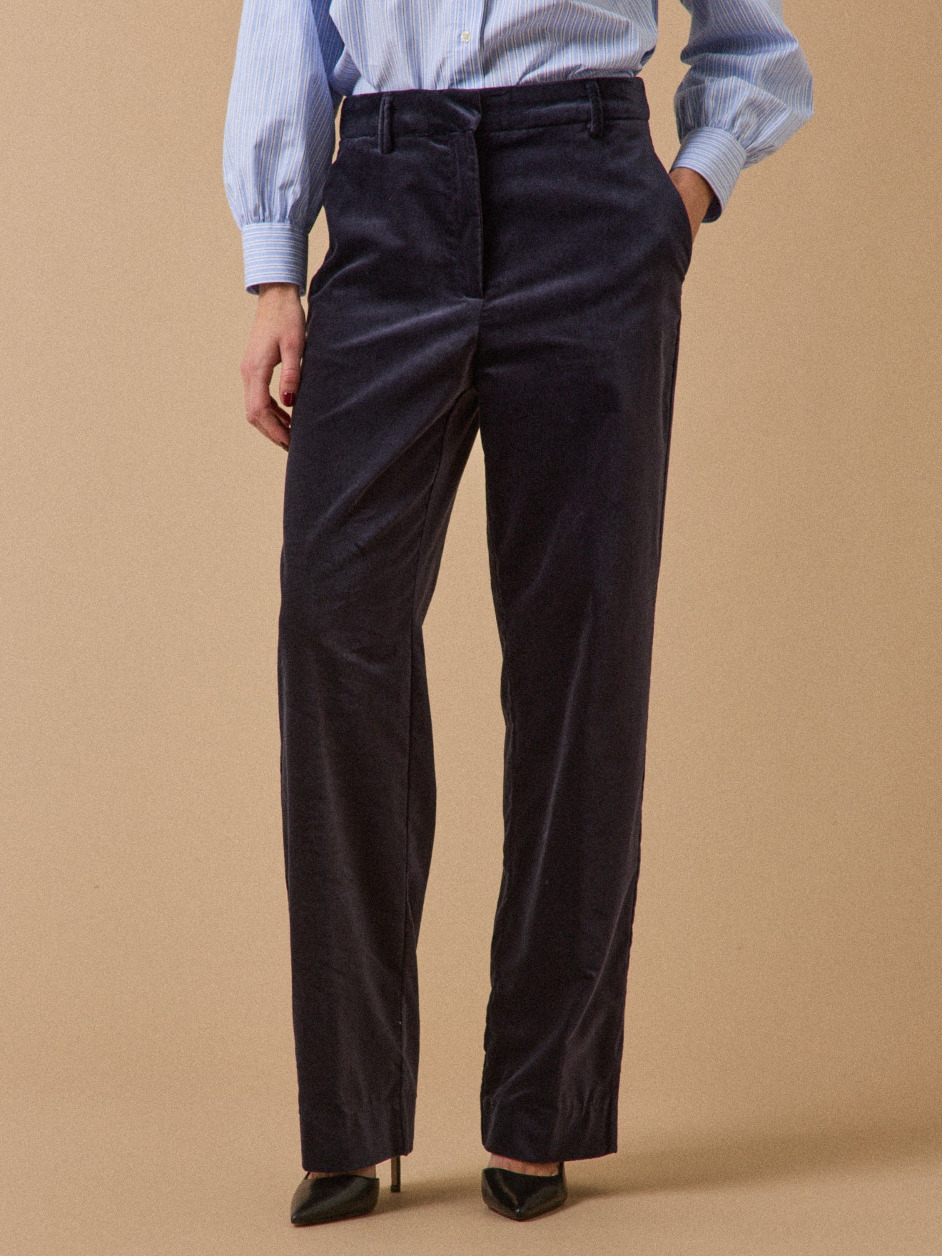 Pantalon cigarette velours lisse femme Léa