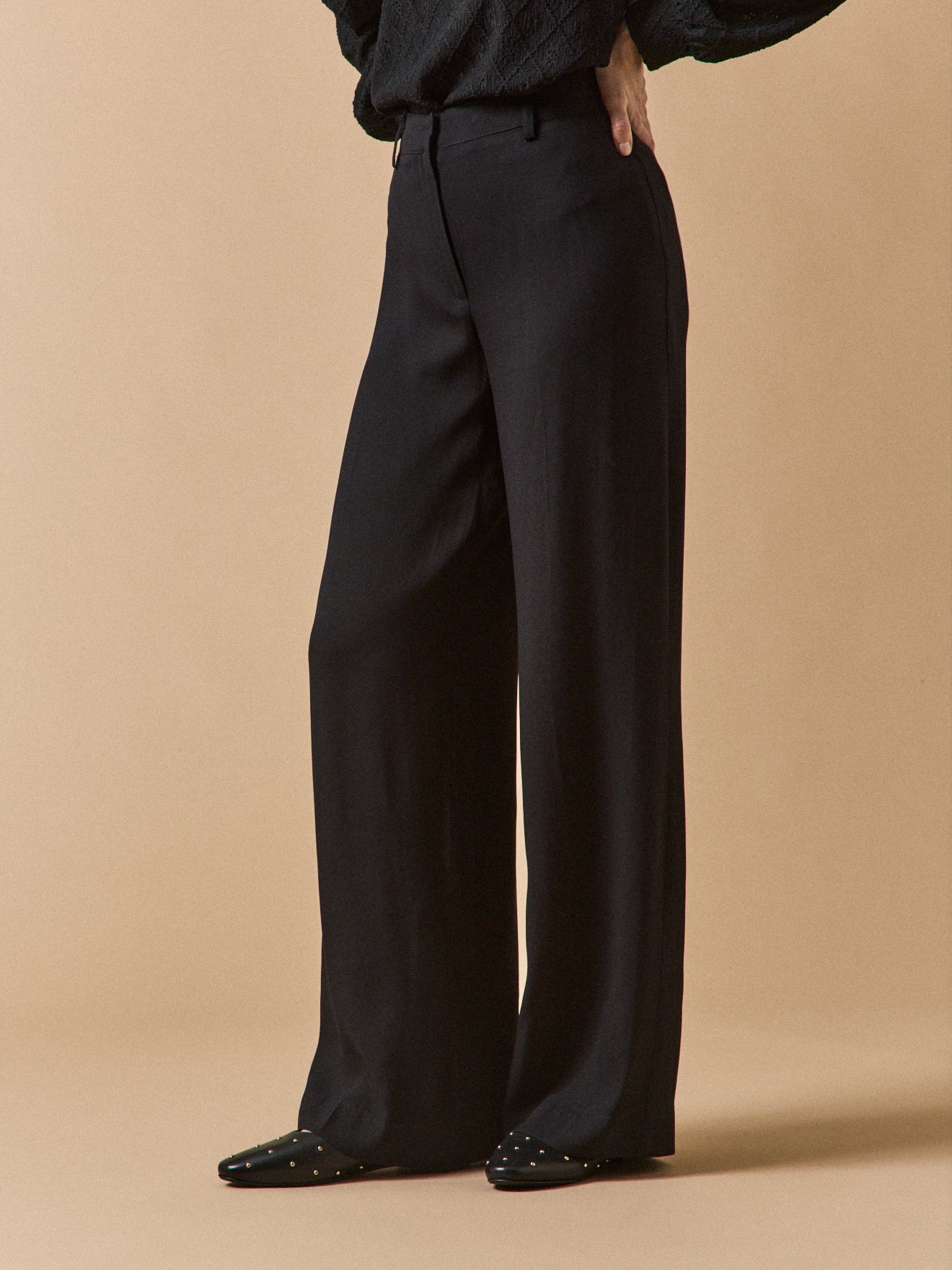 Pantalon large en crêpe femme Ava