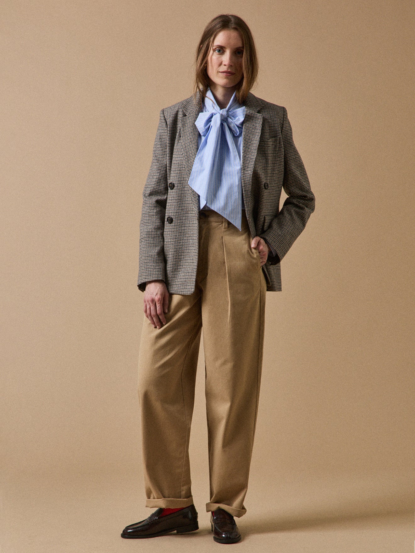 Women's Celestine cotton twill carrot-leg trousers