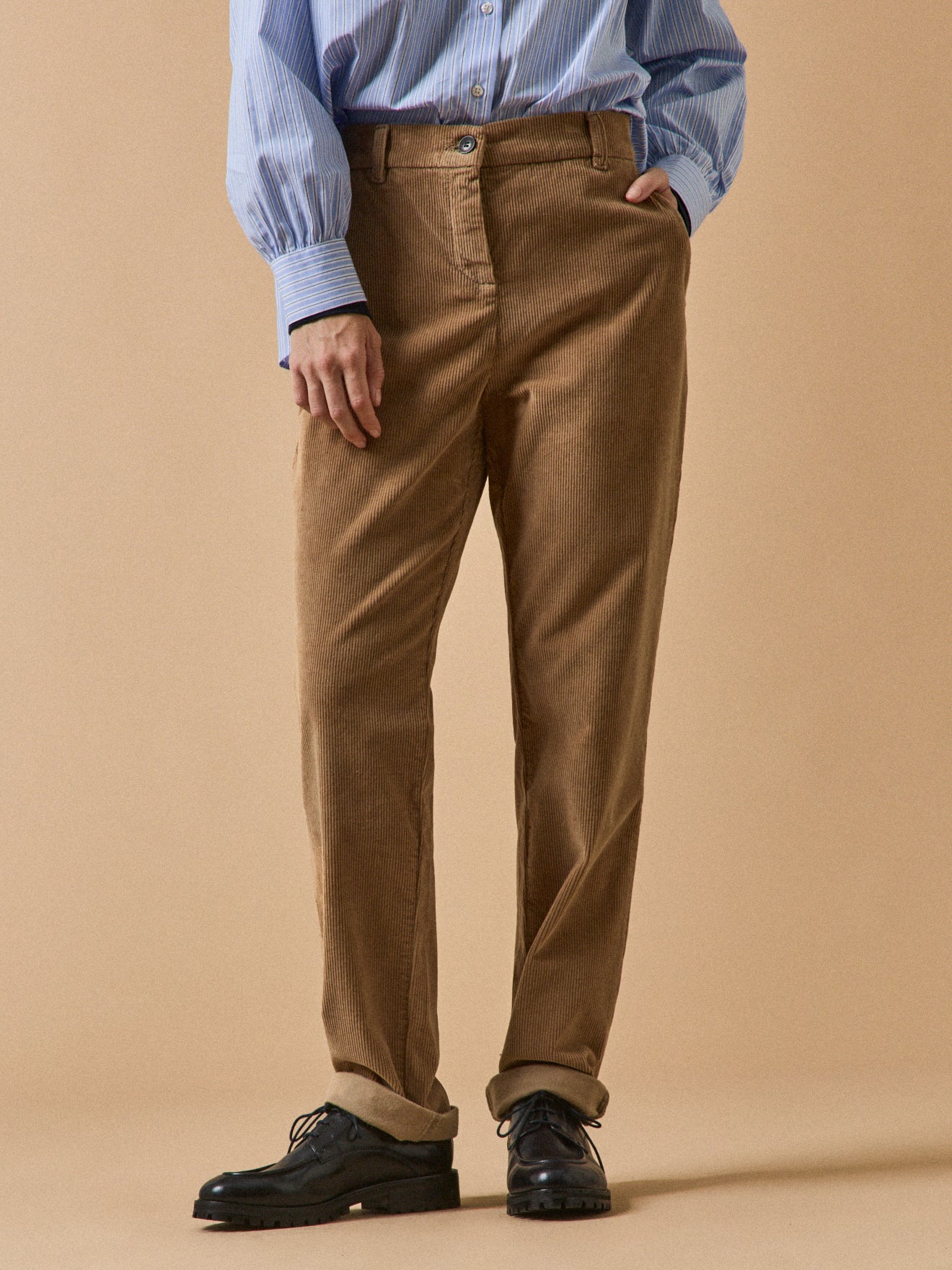 Pantalon chino velours femme Marine