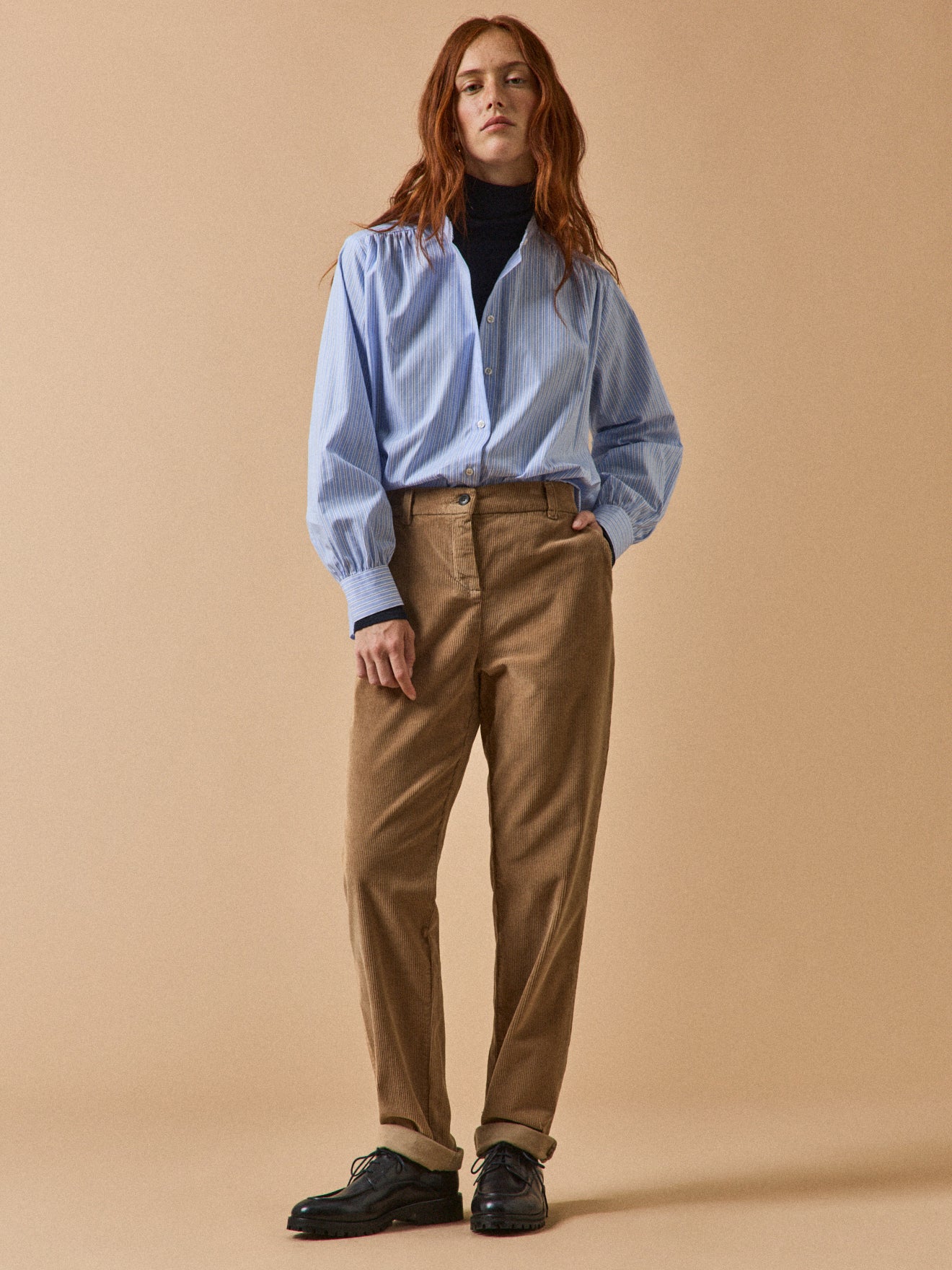 Women's Marine corduroy chino trousers