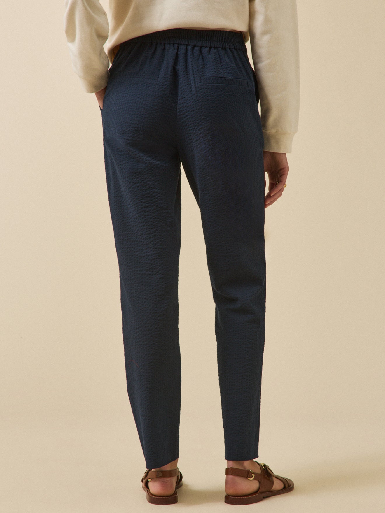 Women's Julie seersucker cigarette trousers