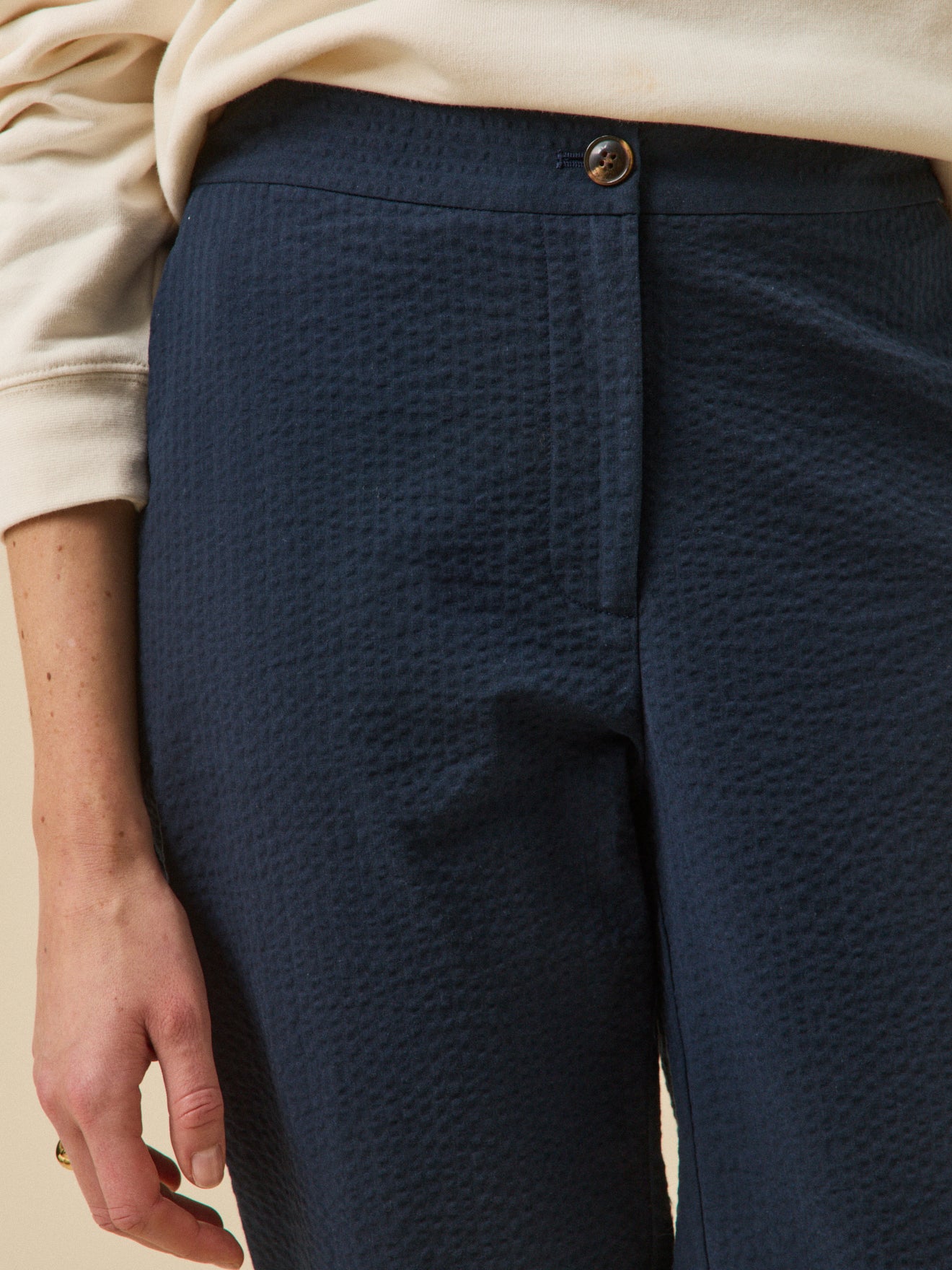 Women's Julie seersucker cigarette trousers