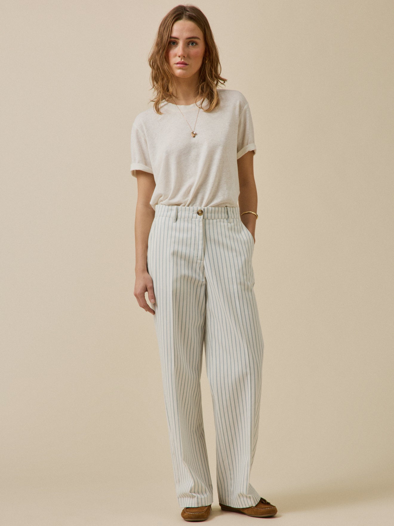 Pantalon large rayé femme Clara