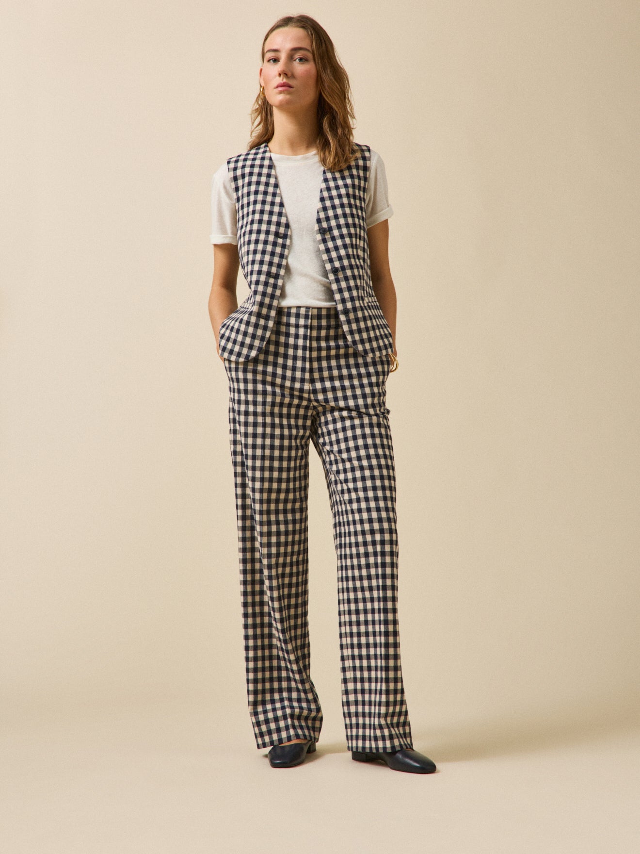 Women's Juliette gingham check suit trousers