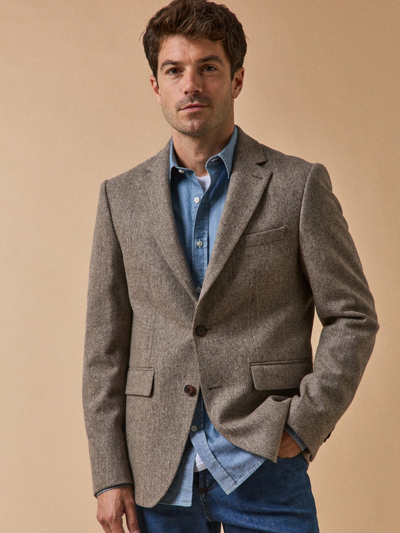 Blazer chevrons pure laine homme