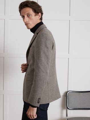 Men's pure wool herringbone blazer