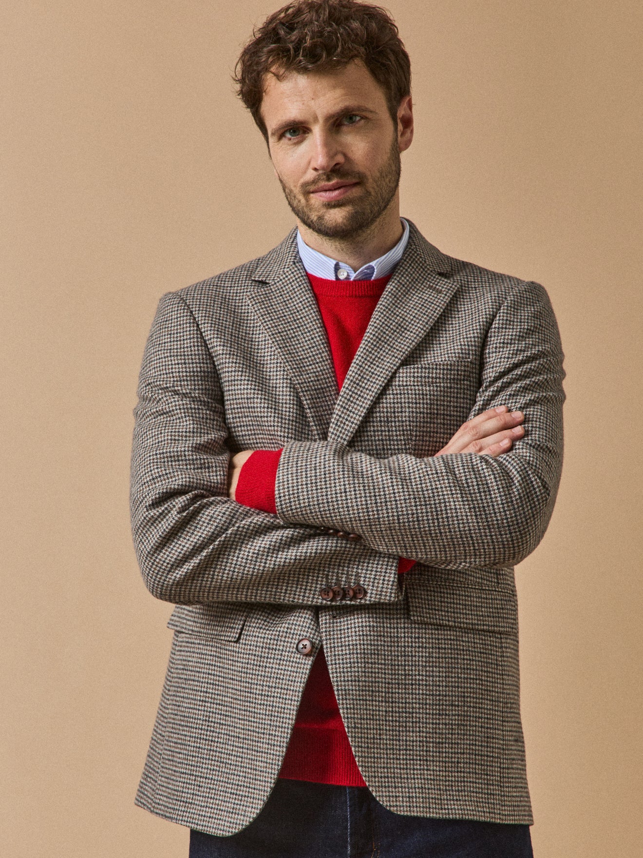 Men's houndstooth woolen blazer