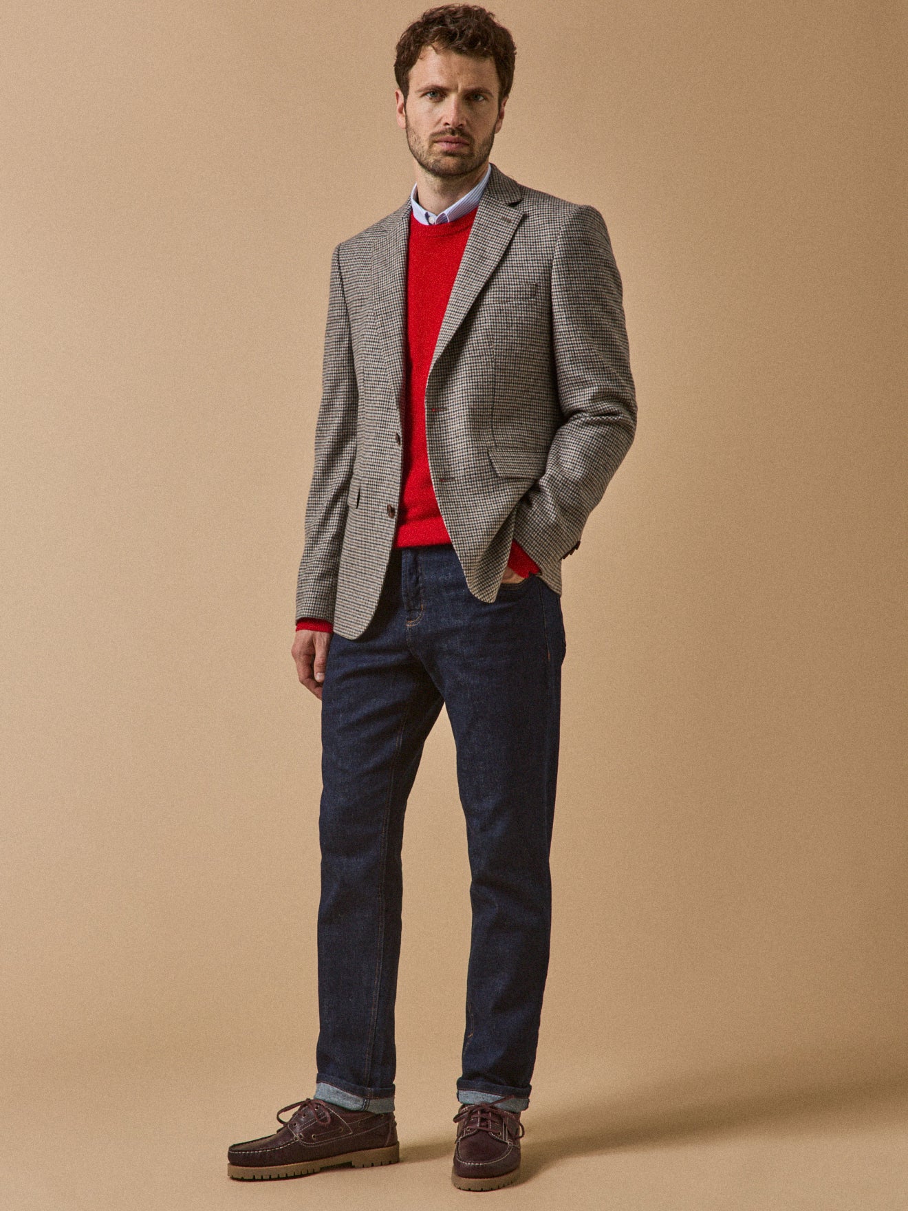 Men's houndstooth woolen blazer