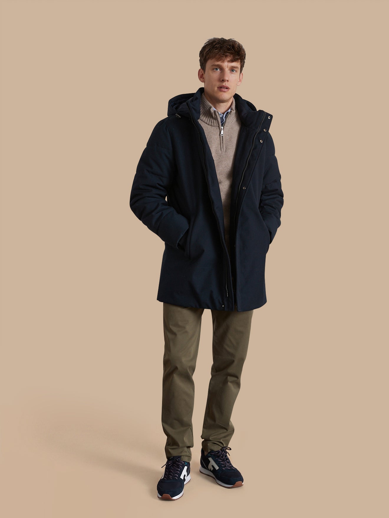 Men's parka with quilted lining