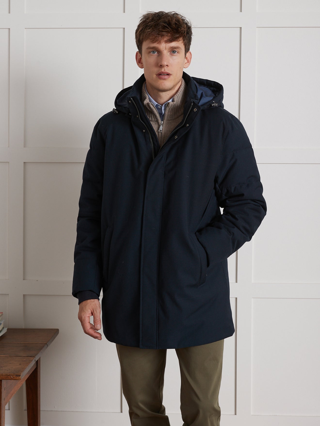 Men's parka with quilted lining