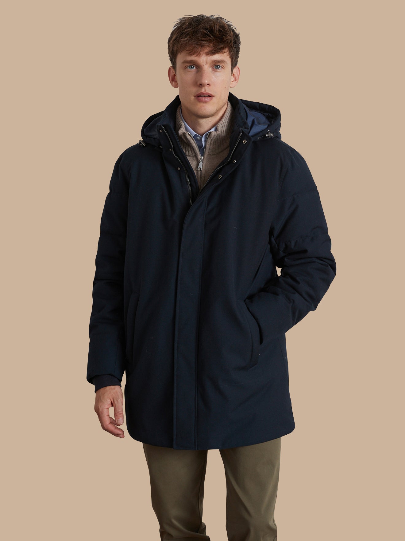Men's parka with quilted lining