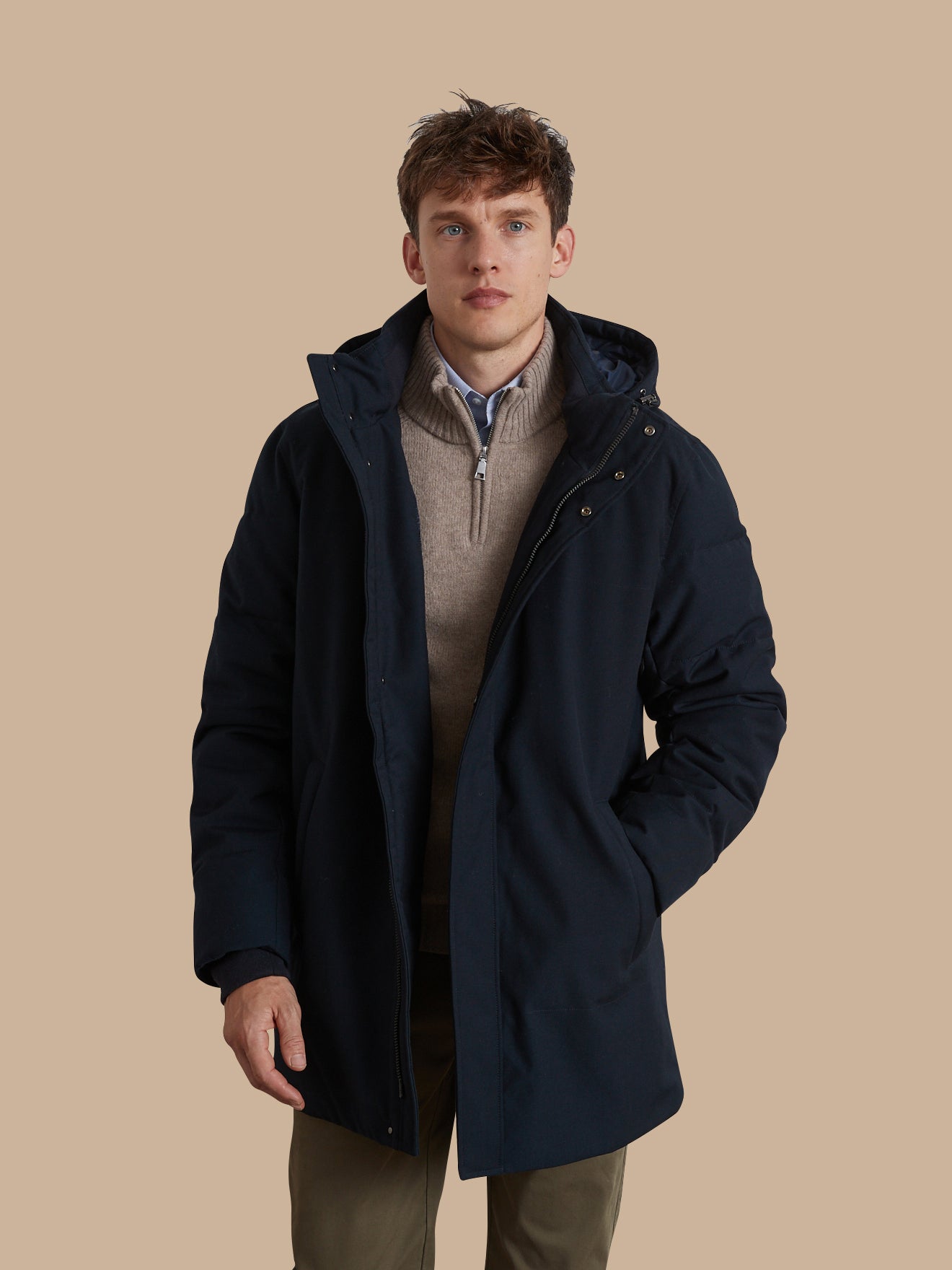 Men's parka with quilted lining