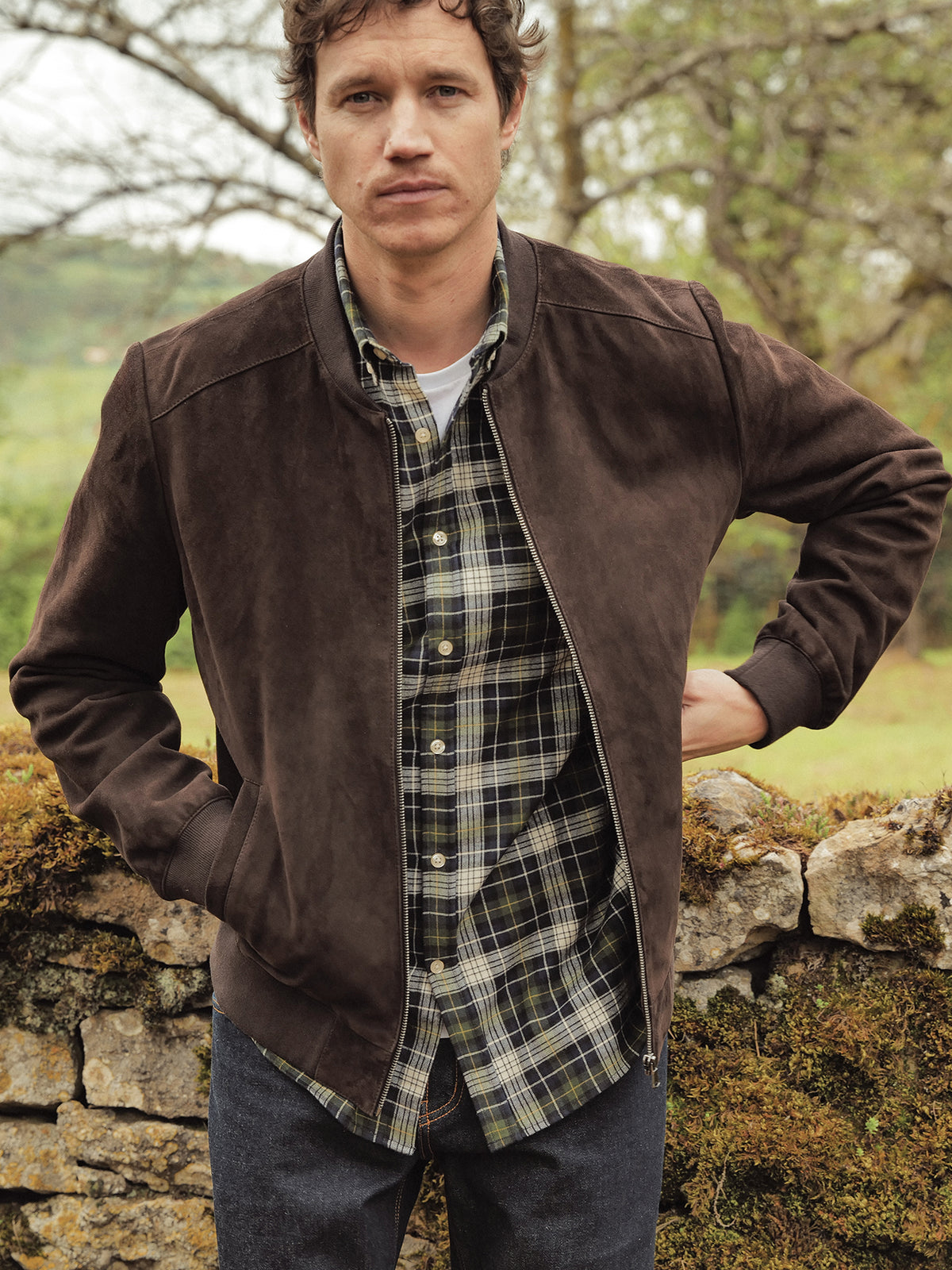 Men's zip suede jacket